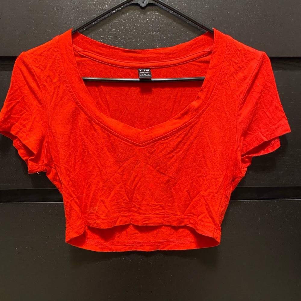 3 for $12 v-Neck crop tops, black, red and brown